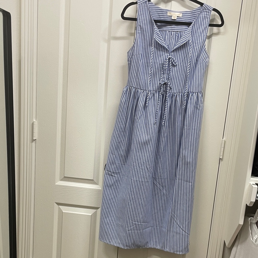 Blue Striped Midi Dress